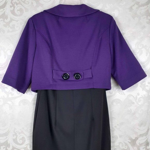 Robbie Bee Dress with Blazer Suit Set, Size 10. Black Purple. 50s Pin Up Retro - Picture 6 of 16